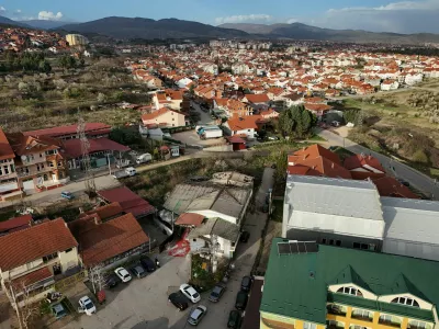 A drone view shows a night club destroyed in a fire resulting in casualties, in the town of Kocani, North Macedonia, March 16, 2025. REUTERS/Fatos Bytyci