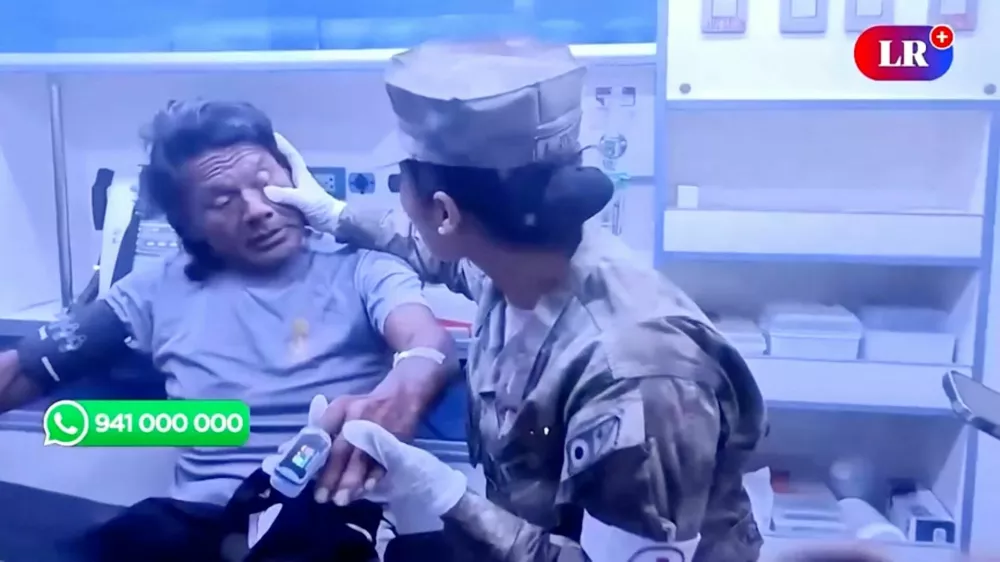 A military medical team provides care to Peruvian fisherman Maximo Napa, who spent 95 days lost in the Pacific Ocean before being rescued by an Ecuadorian fishing patrol, after his rescue in Paita, Peru March 14, 2025 in this screen grab taken from handout video. La Republica/Handout via REUTERS  THIS IMAGE HAS BEEN SUPPLIED BY A THIRD PARTY. NO RESALES. NO ARCHIVES. MANDATORY CREDIT. PERU OUT. NO COMMERCIAL OR EDITORIAL SALES IN PERU. OVERLAYS FROM SOURCE.