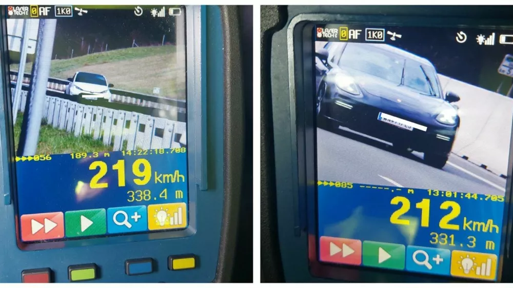 Voznika, ki sta konkretno prekoračila omejitev hitrosti na avtocesti. 