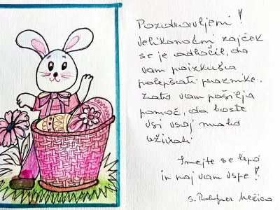 Iskrica, družina Rajh, Lešnica pri Ormožu, velikonočna čestitka bralke. Foto: Monika Rajh / Foto: Monika Rajh 