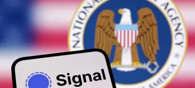 Signal app and National Security Agency of United States logos are seen in this illustration taken March 26, 2025. REUTERS/Dado Ruvic/Illustration