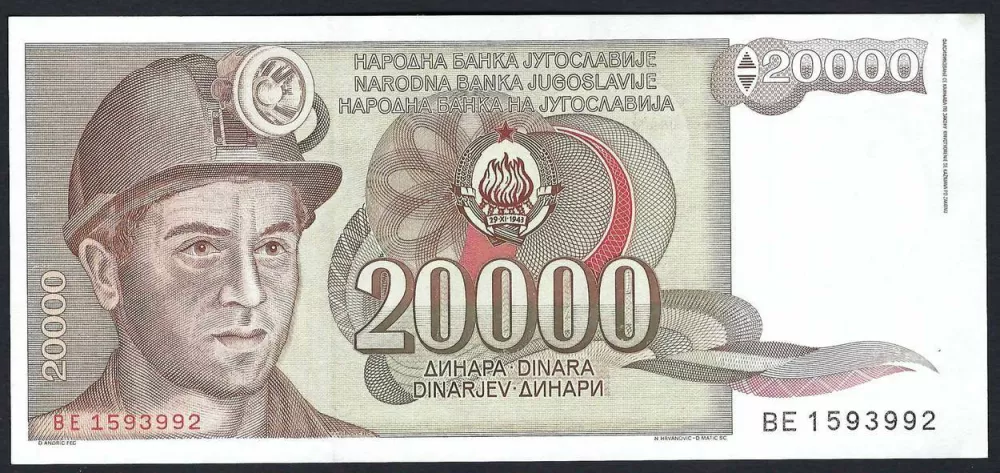 ... in na bankovcu za 20.000 dinarjev.