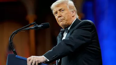 U.S. President Donald Trump attends the National Republican Congressional Committee (NRCC) dinner at the National Building Museum in Washington, D.C., U.S., April 8, 2025. REUTERS/Nathan Howard