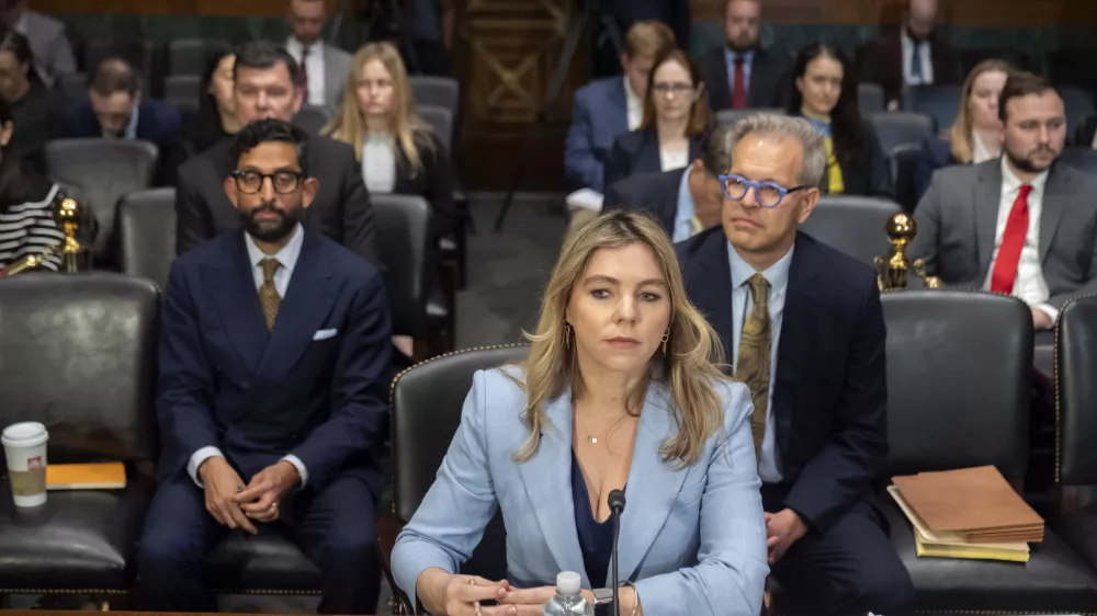 Sarah Wynn-Williams, Facebook's former director of Global Public Policy, arrives to testify before the Senate Judiciary Subcommittee on Crime and Counterterrorism on Capitol Hill, Wednesday, April 9, 2025, in Washington. (AP Photo/Mark Schiefelbein)