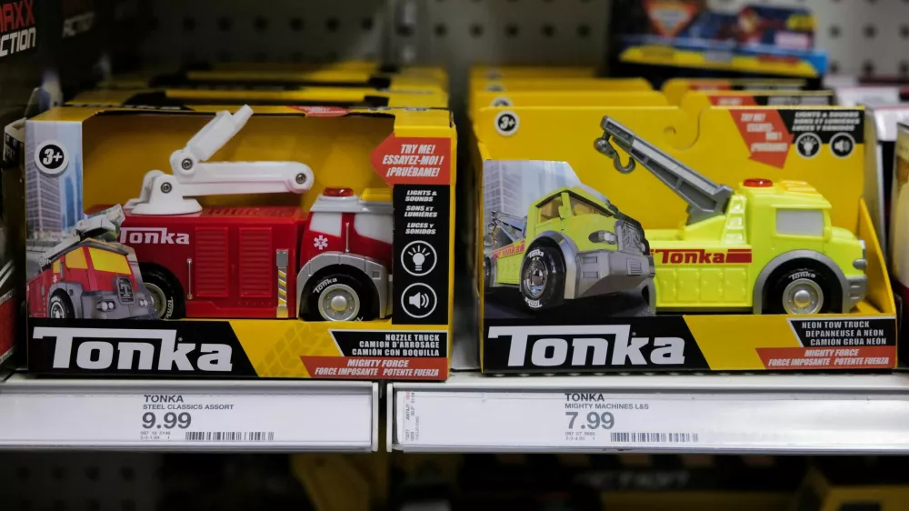 Tonka toys are displayed at a store in New York City, U.S., April 9, 2025. REUTERS/Jeenah Moon