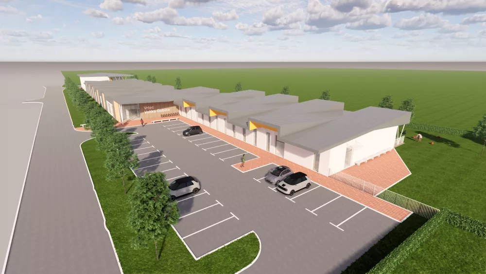 render - vizualizacijo osnutka zunanjega izgleda bodočega vrtca. 