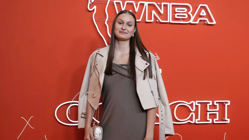Ajsa Sivka poses before the WNBA basketball draft, Monday, April 14, 2025, in New York. (AP Photo/Pamela Smith)