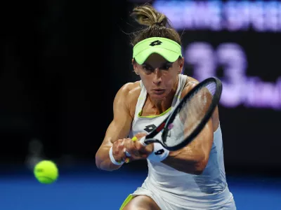 FILE PHOTO: Tennis - WTA 1000 - Qatar Open - Khalifa International Tennis and Squash Complex, Doha, Qatar - February 13, 2024 Ukraine's Lesia Tsurenko in action during her round of 32 match against Tunisia's Ons Jabeur REUTERS/Ibraheem Al Omari/File Photo