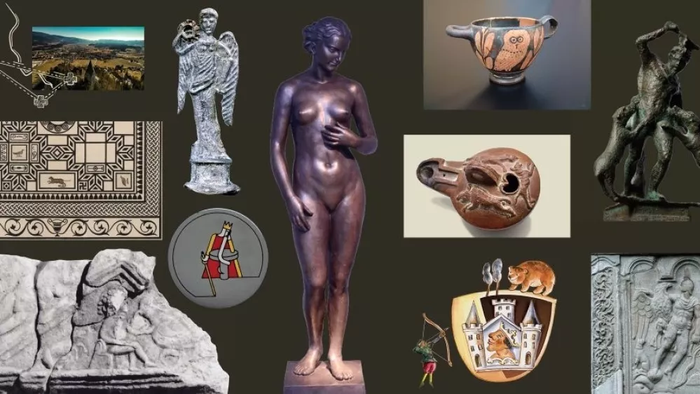 Razstava Dediščina in moč mitov je nastala v sodelovanju devetih slovenskih muzejev in posameznika ter ob pomoči dveh univerz. Vsak muzej je po lastni presoji izbral svoj predmet in mitološko zgodbo. / Foto: pomorskimuzej.si