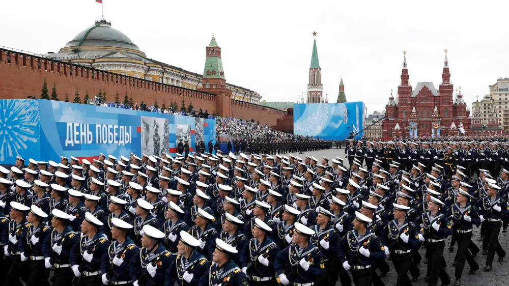 ﻿Russian service members march during a military parade on Victory Day, which marks the 76th anniversary of the victory over Nazi Germany in World War Two, in Red Square in central Moscow, Russia May 9, 2021. REUTERS/Maxim Shemetov