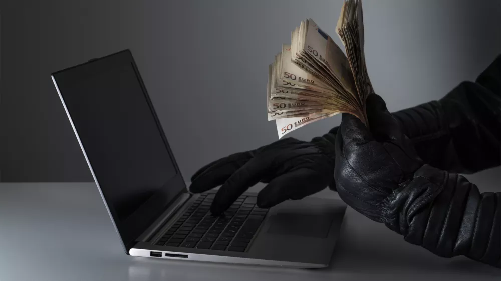 Hacker steal funds with computer.