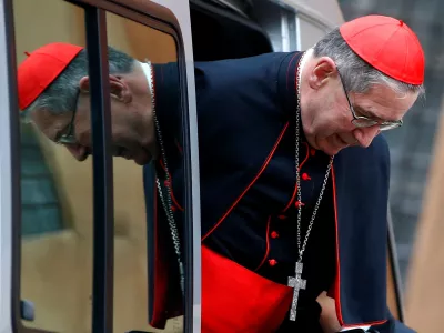 FILE PHOTO: Cardinal Roger Michael Mahony arrives to attend a consistory at the Vatican February 13, 2015. REUTERS/Tony Gentile/File Photo
