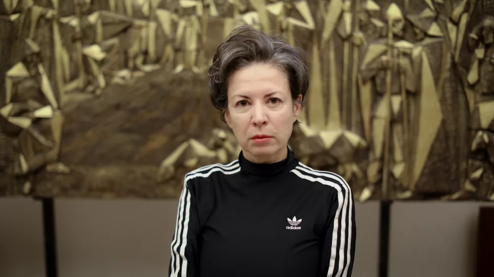 15.04.2025 - Chus Martínez, kustosinja 36. mednarodnega grafičnega bienalaFoto: Luka Cjuha