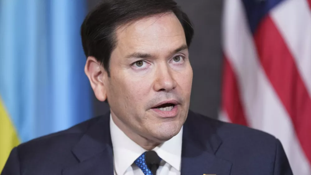 Secretary of State Marco Rubio speaks during Declaration of Principles signing ceremony with Congo's Foreign Minister Therese Kayikwamba Wagner and Rwanda's Foreign Minister Olivier Nduhungirehe,Friday, April 25, 2025, at the State Department in Washington. (AP Photo/Jacquelyn Martin)