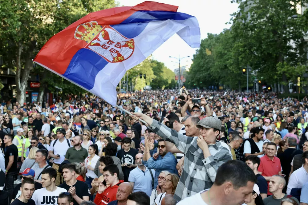 - 03.06.2023 – SRBIJA - Beograd - peti množični protest proti nasilju in korupcijski vladavini srbskega predsednika Aleksandra Vućića //FOTO: Jaka Gasar
