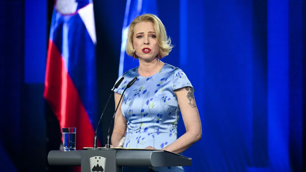 Urška Klakočar Zupančič25.4.2025 Proslava - Dan boja proti okupatorju - TržičFOTO: Nik Erik Neubauer