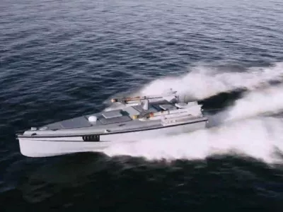 Prva fotografija ruskega pomorskega drona drona Magura V7, s katerim je ukrajinska vojska sestrelila dve ruski letali. Foto: Ukrajinska vojska