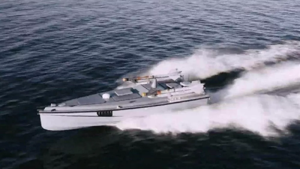 Prva fotografija ruskega pomorskega drona drona Magura V7, s katerim je ukrajinska vojska sestrelila dve ruski letali. Foto: Ukrajinska vojska