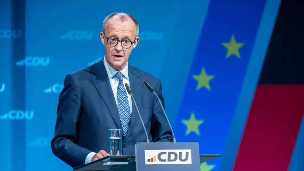 28 April 2025, Berlin: Friedrich Merz, Christian Democratic Union of Germany (CDU) candidate for chancellor and CDU federal chairman, speaks at the CDU Executive Committee meeting. Photo: Michael Kappeler/dpa