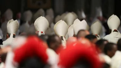 Cardinals attend a mourning Mass for Pope Francis on the eighth day of the Novendiali (nine days of mourning after the Pope's funeral) at St. Peter's Basilica at the Vatican, May 3, 2025. REUTERS/Claudia Greco
