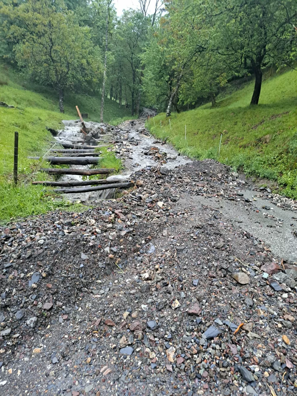 V Cerknem in okolici se je sprožilo več kot 16 zemeljskih plazov. Foto: facebook