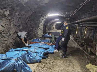 Handout picture released by La Libertad Police on May 4, 2025, shows police officers next to the bodies of 13 workers found dead inside a gold mine in Pataz, northwestern Peru. Thirteen people were found dead inside a mine in Peru after being kidnapped days earlier in the northern area of Pataz, the mining company Poderosa said Sunday.,Image: 995193060, License: Rights-managed, Restrictions: RESTRICTED TO EDITORIAL USE - MANDATORY CREDIT "AFP PHOTO / La Ibertad Police / HANDOUT / " - NO MARKETING NO ADVERTISING CAMPAIGNS - DISTRIBUTED AS A SERVICE TO CLIENTS, ***HANDOUT image or SOCIAL MEDIA IMAGE or FILMSTILL for EDITORIAL USE ONLY! * Please note: Fees charged by Profimedia are for the Profimedia's services only, and do not, nor are they intended to, convey to the user any ownership of Copyright or License in the material. Profimedia does not claim any ownership including but not limited to Copyright or License in the attached material. By publishing this material you (the user) expressly agree to indemnify and to hold Profimedia and its directors, shareholders and employees harmless from any loss, claims, damages, demands, expenses (including legal fees), or any causes of action or allegation against Profimedia arising out of or connected in any way with publication of the material. Profimedia does not claim any copyright or license in the attached materials. Any downloading fees charged by Profimedia are for Profimedia's services only. * Handling Fee Only ***, Model Release: no