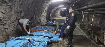 Handout picture released by La Libertad Police on May 4, 2025, shows police officers next to the bodies of 13 workers found dead inside a gold mine in Pataz, northwestern Peru. Thirteen people were found dead inside a mine in Peru after being kidnapped days earlier in the northern area of Pataz, the mining company Poderosa said Sunday.,Image: 995193060, License: Rights-managed, Restrictions: RESTRICTED TO EDITORIAL USE - MANDATORY CREDIT "AFP PHOTO / La Ibertad Police / HANDOUT / " - NO MARKETING NO ADVERTISING CAMPAIGNS - DISTRIBUTED AS A SERVICE TO CLIENTS, ***HANDOUT image or SOCIAL MEDIA IMAGE or FILMSTILL for EDITORIAL USE ONLY! * Please note: Fees charged by Profimedia are for the Profimedia's services only, and do not, nor are they intended to, convey to the user any ownership of Copyright or License in the material. Profimedia does not claim any ownership including but not limited to Copyright or License in the attached material. By publishing this material you (the user) expressly agree to indemnify and to hold Profimedia and its directors, shareholders and employees harmless from any loss, claims, damages, demands, expenses (including legal fees), or any causes of action or allegation against Profimedia arising out of or connected in any way with publication of the material. Profimedia does not claim any copyright or license in the attached materials. Any downloading fees charged by Profimedia are for Profimedia's services only. * Handling Fee Only ***, Model Release: no