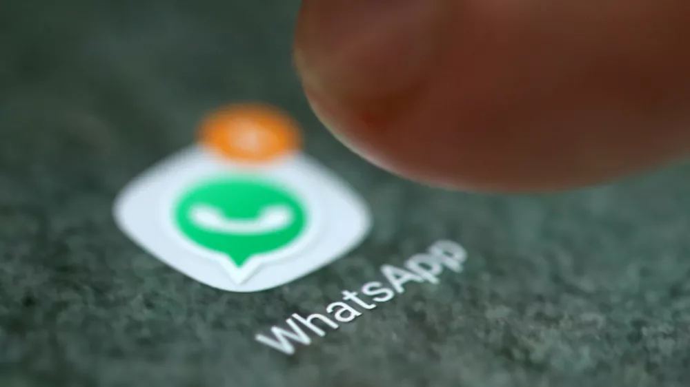 ﻿FILE PHOTO: The WhatsApp app logo is seen on a smartphone in this picture illustration taken September 15, 2017. REUTERS/Dado Ruvic/Illustration/File Photo