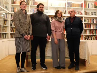 - Nataša Kramberger, pisateljica in novinarka,- Muanis Sinanović, pisatelj, pesnik, kritik,- Barbara Korun, pesnica, pisateljica in esejistka,- Milan Dekleva, slovenski pesnik, pisatelj, dramatik, publicist, novinar, urednik, skladatelj in glasbenik.- 07.05.2025. - Predstavitev nominirancev za Cankarjevo nagrado 2025.//FOTO: Bojan Velikonja