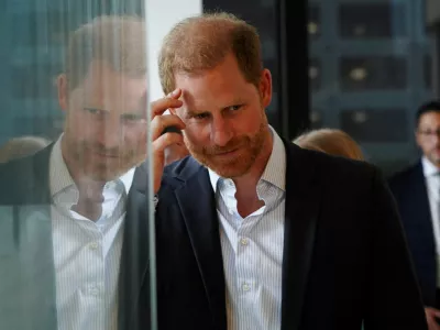 FILE PHOTO: Prince Harry, Duke of Sussex, looks on during a Travalyst event marking the non-profit's fifth anniversary during Climate Week, in the borough of Manhattan in New York City, U.S., September 24, 2024. REUTERS/Bing Guan/File Photo