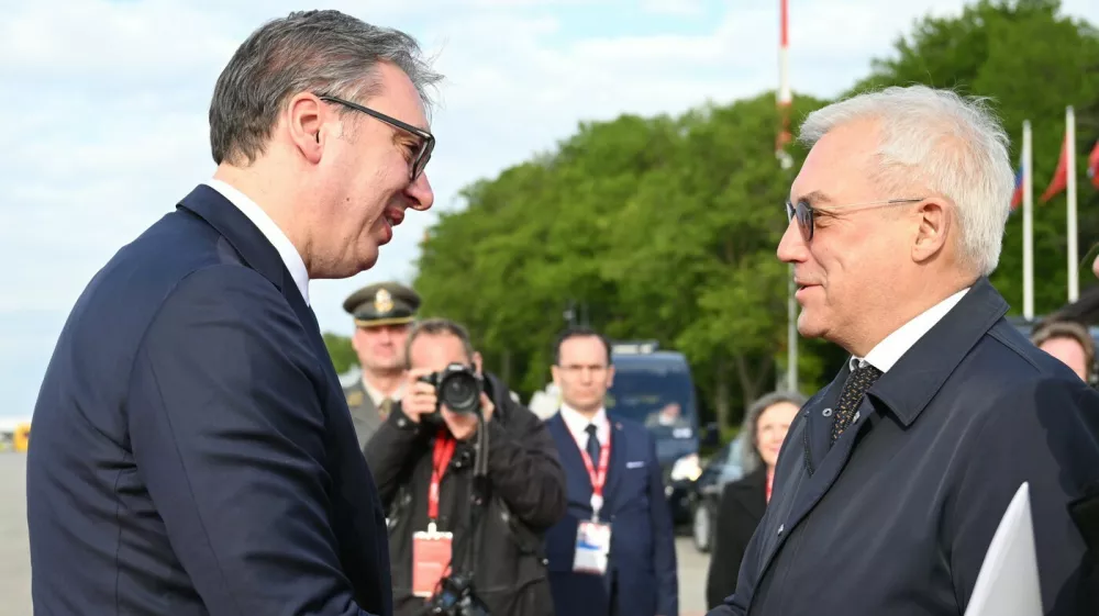 8918368 07.05.2025 President of Serbia Aleksandar Vucic arrives in Moscow to attend the celebrations to mark 80th anniversary of Russia's Victory in the Great Patriotic War of 1941-1945. Crediting the source in the following order "photographer's name"is mandatory when using the photo,Image: 996241531, License: Rights-managed, Restrictions: Editors' note: THIS IMAGE IS PROVIDED BY RUSSIAN STATE-OWNED AGENCY SPUTNIK., Model Release: noFoto: Profimedia