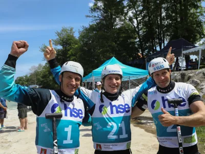 Luka Božič Žiga Lin Hočevar in Benjamin Savšek19.05.2024 - Evropsko prvenstvo Kajak Kanu na divjih vodah Tacen 2024 - FOTO: Luka Cjuha