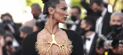 FILE -Bella Hadid poses for photographersat the premiere of 'Three Floors' at the 74th international film festival, Cannes, southern France on July 11, 2021. (AP Photo/Brynn Anderson, File)