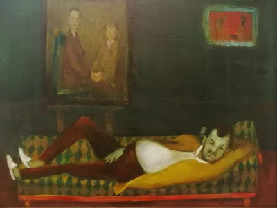 Na pregledni razstavi del Izidorja Urbančiča bo na ogled tudi slika To smo mi (olje na lesu, 1958). Foto: arhiv MGML