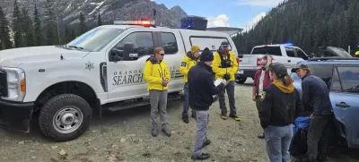 The Okanogan County Search and Rescue team responds to a climbing accident in the North Cascades mountains in Washington on Sunday, May 11, 2025. (Okanogan County Sheriff's Office via AP)
