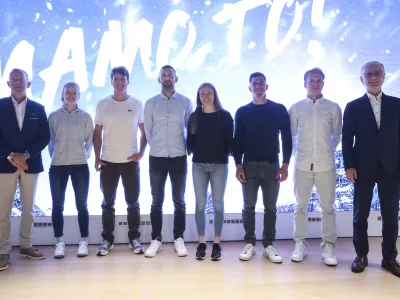 Enzo Smrekar, Franjo Bobinac- 14.05. 2025 - predstavitev športnega in vsebinskega dela aktivnosti, ki potekajo ob pripravah na zimske olimpijske igre Milano Cortina 2026, OKS//FOTO: Jaka Gasar