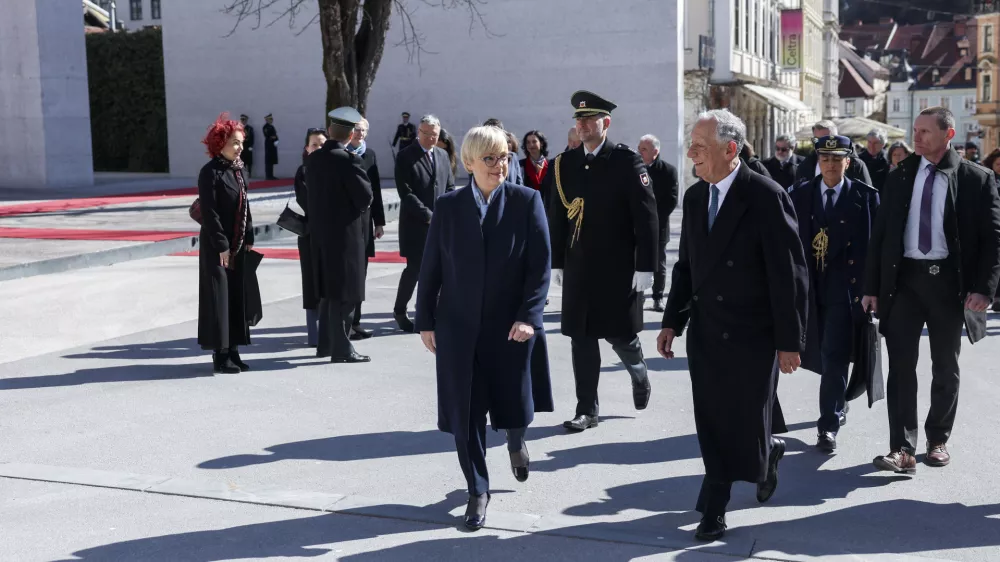 Nataša Pirc Musar, Marcelo Rebelo de Sousa- 18.03.2025 - predsednica države Nataša Pirc Musar je z vojaškimi častmi na Kongresnem trgu sprejela predsednika Portugalske Marcela Rebela de Souso//FOTO: Jaka Gasar