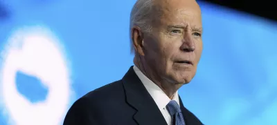 FILE - President Joe Biden waits to speak at the U.S. Conference of Mayors in Washington, Jan. 17, 2025. (AP Photo/Alex Brandon, File)