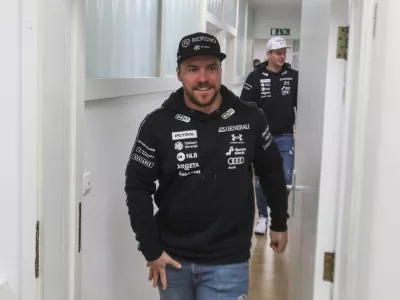 - Miha Hrobat,- 27.01.2025. - Novinarska konferenca smučarske reprezentance Slovenije v hitrih disciplinah.//FOTO: Bojan Velikonja