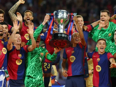 Nogometaši Barcelone so osvojili že
28. naslov španskega prvaka. Foto: Reuters