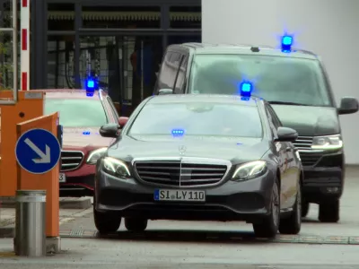 Arrested adolescent members, suspected of forming a far-right "terrorist" group, are escorted by police as they leave the Federal Public Prosecutor in Karlsruhe, Germany, May 21, 2025. REUTERS/Timm Reichert
