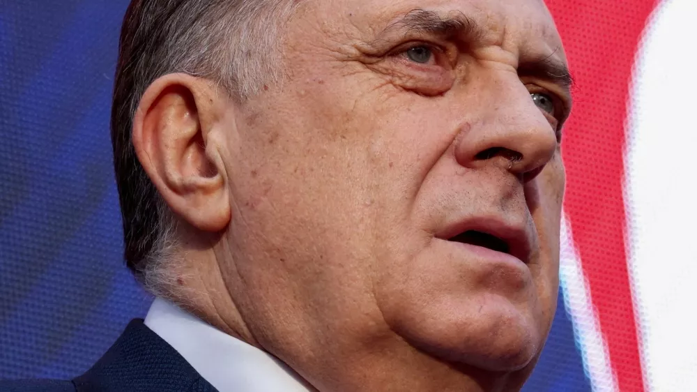 FILE PHOTO: President of Republika Srpska (Serb Republic) Milorad Dodik attends a protest in Banja Luka, Bosnia and Herzegovina, February 25, 2025. REUTERS/Amel Emric/File Photo