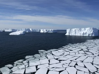 ﻿Ross Sea, Antarctica - Aerial View with Pack Ice and Icebergs, Eco Tourism