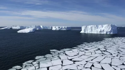 ﻿Ross Sea, Antarctica - Aerial View with Pack Ice and Icebergs, Eco Tourism