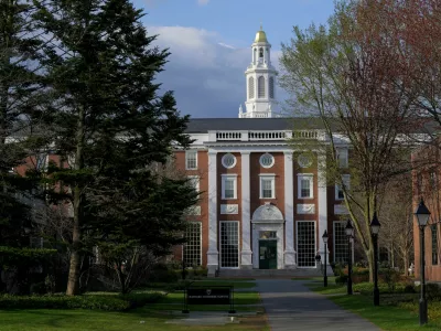 FILE PHOTO: A view of the Business School campus of Harvard University in Cambridge, Massachusetts, U.S., April 15, 2025.  REUTERS/Faith Ninivaggi/File Photo