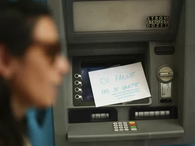 An ATM that no longer works, is seen, following a major electricity outage, during the 78th Cannes Film Festival in Cannes, France May 24, 2025. REUTERS/Stephane Mahe