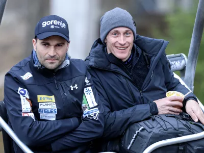 Robert Hrgota, Peter Prevc- 28.03.2025 - smučarski skoki - finale svetovnega pokala v smučarskih poletih v Planici//FOTO: Jaka Gasar