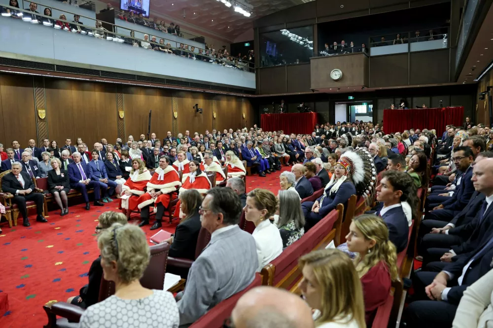 A general view of the audience, including the justices of the Supreme Court of Canada, as King Charles III opens the the 45th Parliament of Canada by delivering the Speech from the Throne during an official visit to Canada, in Ottawa, Ontario May 27, 2025. Chris Jackson/Pool via REUTERS