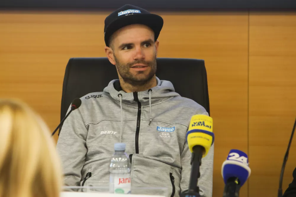 kolesar Luka Mezgec - 12.04.2023 – Kolesarska zveza Slovenije - predstavitev trase 29. kolesarska dirka Po Sloveniji 2023 - //FOTO: Bojan Velikonja