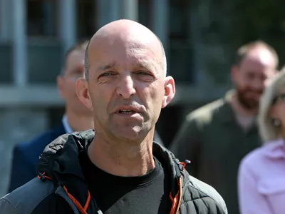 15.05.2025 - novinarska konferenca sindikatov in delavskih organizacij, ki nasprotujejo pokojninski reformiDavid ŠvarcFoto: Tomaž Skale